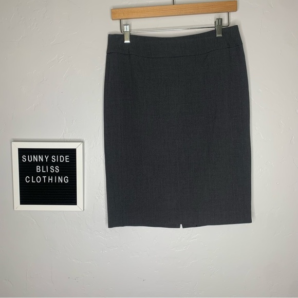 Nine West Dark Gray Midi Pencil Skirt Size 2 - Picture 1 of 8